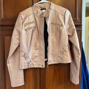 Venus light pink vegan leather jacket - medium